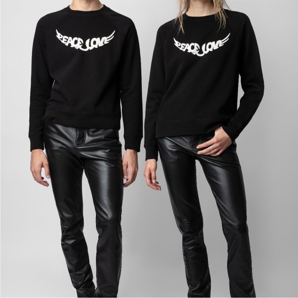 Zadig & Voltaire Unisex Sweatshirt Upper Peace & Love Crewneck in Black